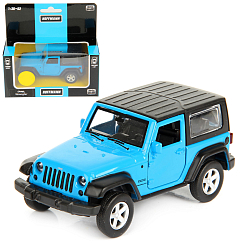 Машина металлическая 1:42 Jeep Wrangler. Дв.Откр., цв.син., инерц.