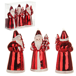 Н-р из 3 пластиковых украшений Дед Мороз 12*5,3 см, цвет красн/ПВХ кор