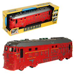 Поезд 1:14, фрикция, со св. и зв., проекция, с паром, красный, в кор