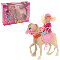 Кукла Сью "Верхом на белой пони", 14 см