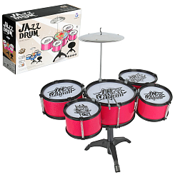 Барабанная установка (5 барабанов:диам 14 см, 18 см  и 22 см) "Концерт" , со светом, в ассорт, в кор