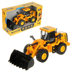 Машина спецтехника-бульдозер  1:16, со зв. и св., фрикц., желтый