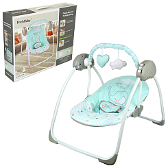 Электрокачели-шезлонг детские "Детство" голуб.,3 режима, 2 игрушки, муз. ,в кор.