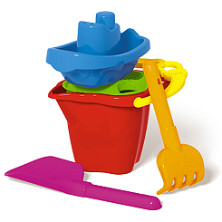 Арт.01819 Песочный набор № 119 ведро 0,6 л, сито, лопатка 19 см, грабли, 1 кораблик малый, (цвет в а