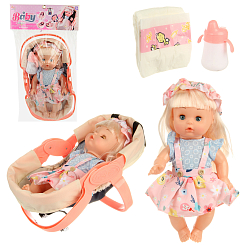 Кукла с переноской и акс., 22х3х37 см, пакет, рус озвучка