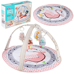 Развивающий коврик детский "Птичка", 2 дуги, диам. 76 см, 4 игрушки, в коробке
