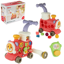Развивающая игрушка Каталка-ходунки "Паровозик", свет, звук , розов., в кор.