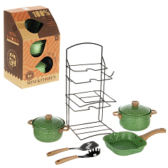 Игровой набор посуды зеленый 15.5*13.2*25.6