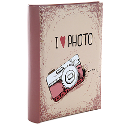 Фотоальбом 100ф 15X21см, бум.карм.с мемо, книжн.пер-т
