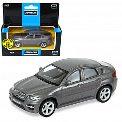 Машина металлическая BMW X6 1:43, цв.красный/серебро