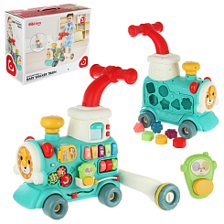 Развивающая игрушка Каталка-ходунки "Паровозик", свет, звук , син., в кор.