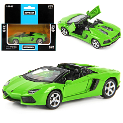 Машина металлическая 1:43 Lamborghini Aventador LP700-4 Roadster. Дв.Откр., цв.син., инерц.