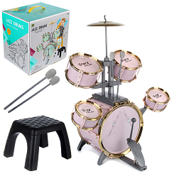 Барабанная установка (5 барабанов:диам 30 см, 17,5 см  и 13,5 см) , со светом,  в кор.