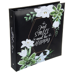 Фотоальбом 500ф 10X15см, ПП карм, пер-т 3-кольца, черные страницы