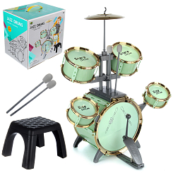 Барабанная установка (5 барабанов:диам 30 см, 17,5 см  и 13,5 см) , со светом,  в кор.