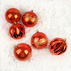 Н-р пластиковых шаров 8см, 6шт, оранжевый